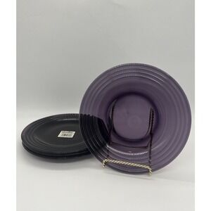 Bormioli Rocco Forum Glass Purple Amethyst Salad Dessert Plates Set of 4 EUC
